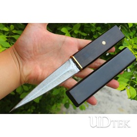 Unparalleled Damascus steel handmade knife with all steel + fine inlaid natural precious ebony wood handle UD2106534
